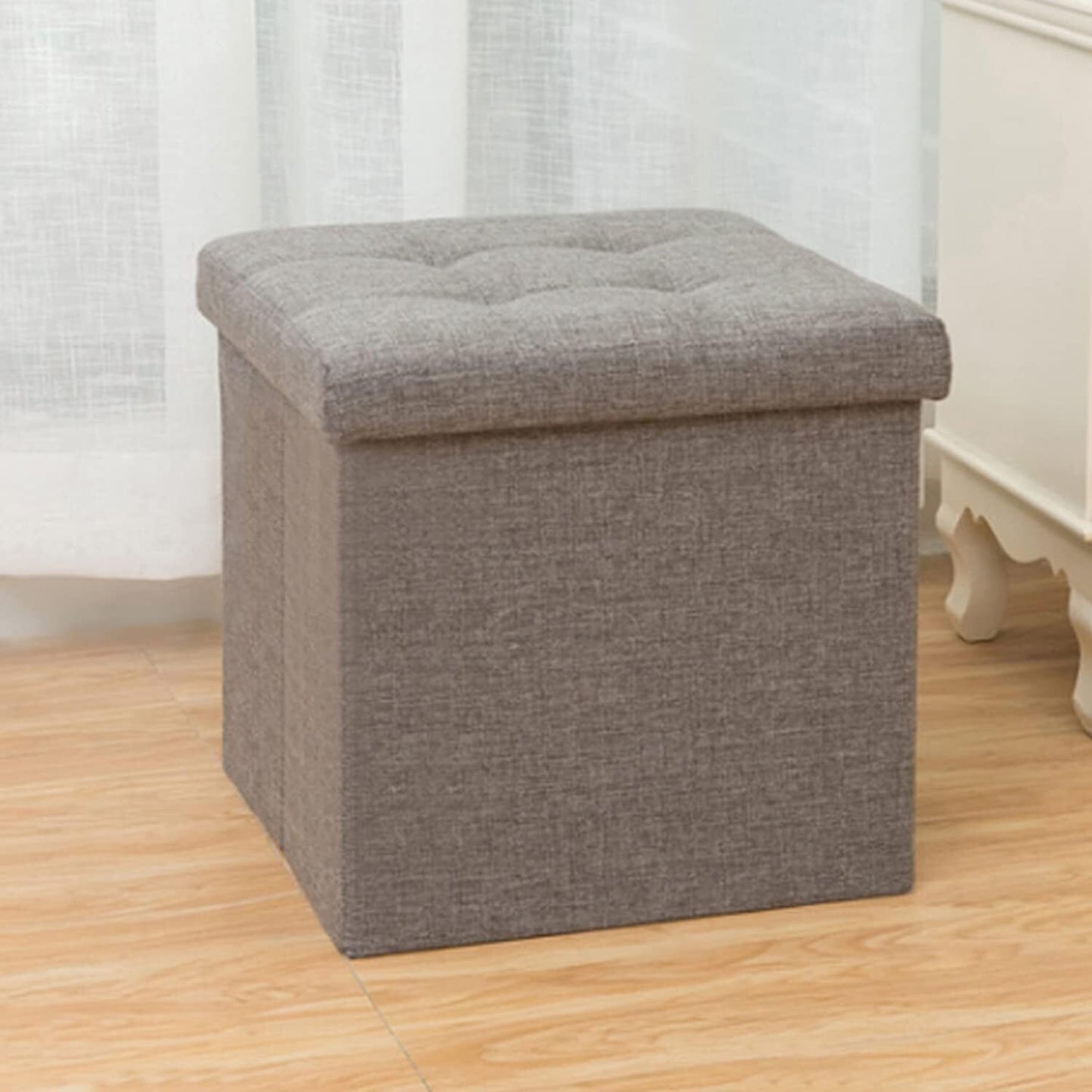 Storage Bench Folding Pouffe Seat Stool Box Home Chair Foot Stool Linen