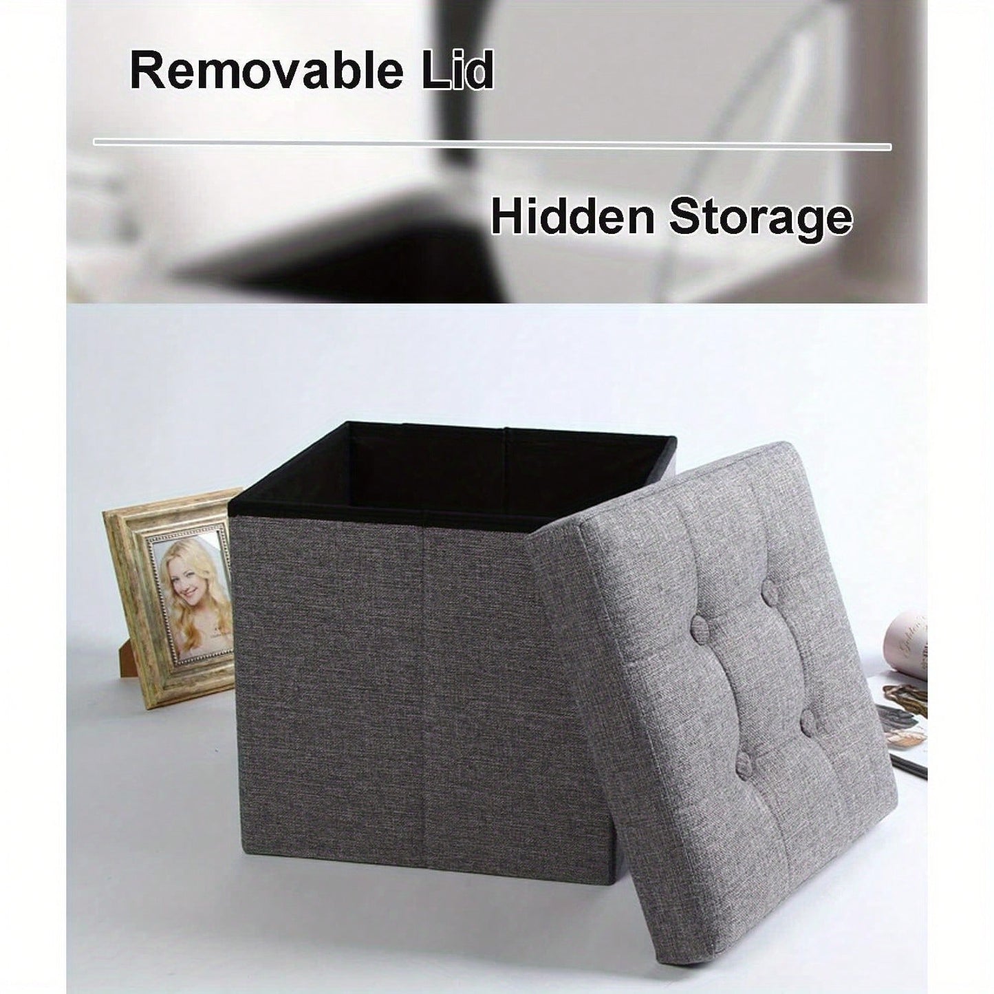 Storage Bench Folding Pouffe Seat Stool Box Home Chair Foot Stool Linen