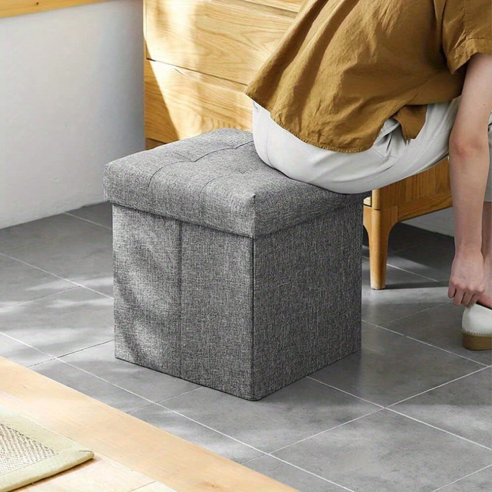 Storage Bench Folding Pouffe Seat Stool Box Home Chair Foot Stool Linen