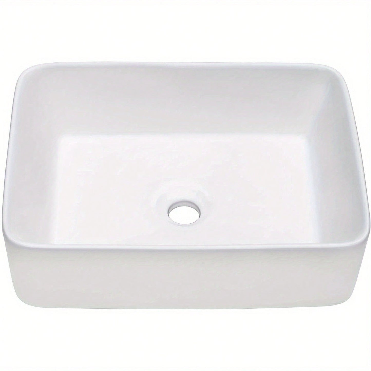 Bathroom Counter Top Ceramic Wash Basin Cloakroom Gloss Sink Rectangular
