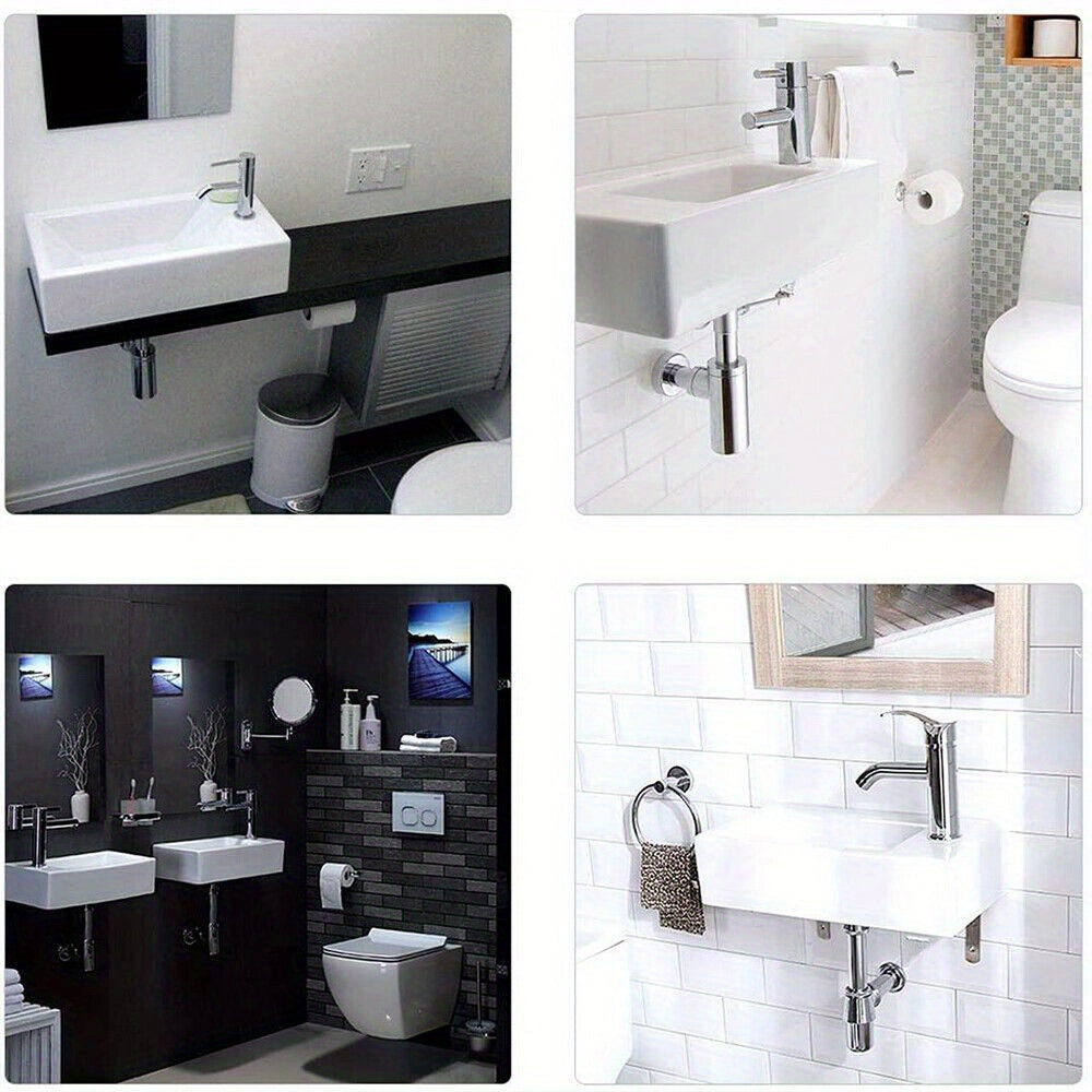 Bathroom Wash Sink Basin Wall Hung Rectangular Ceramic Countertop White