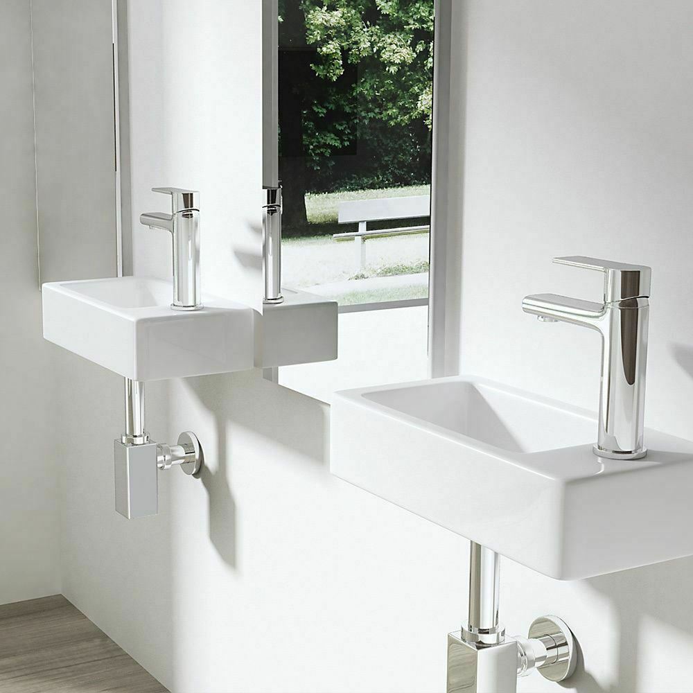 Bathroom Wash Sink Basin Wall Hung Rectangular Ceramic Countertop White