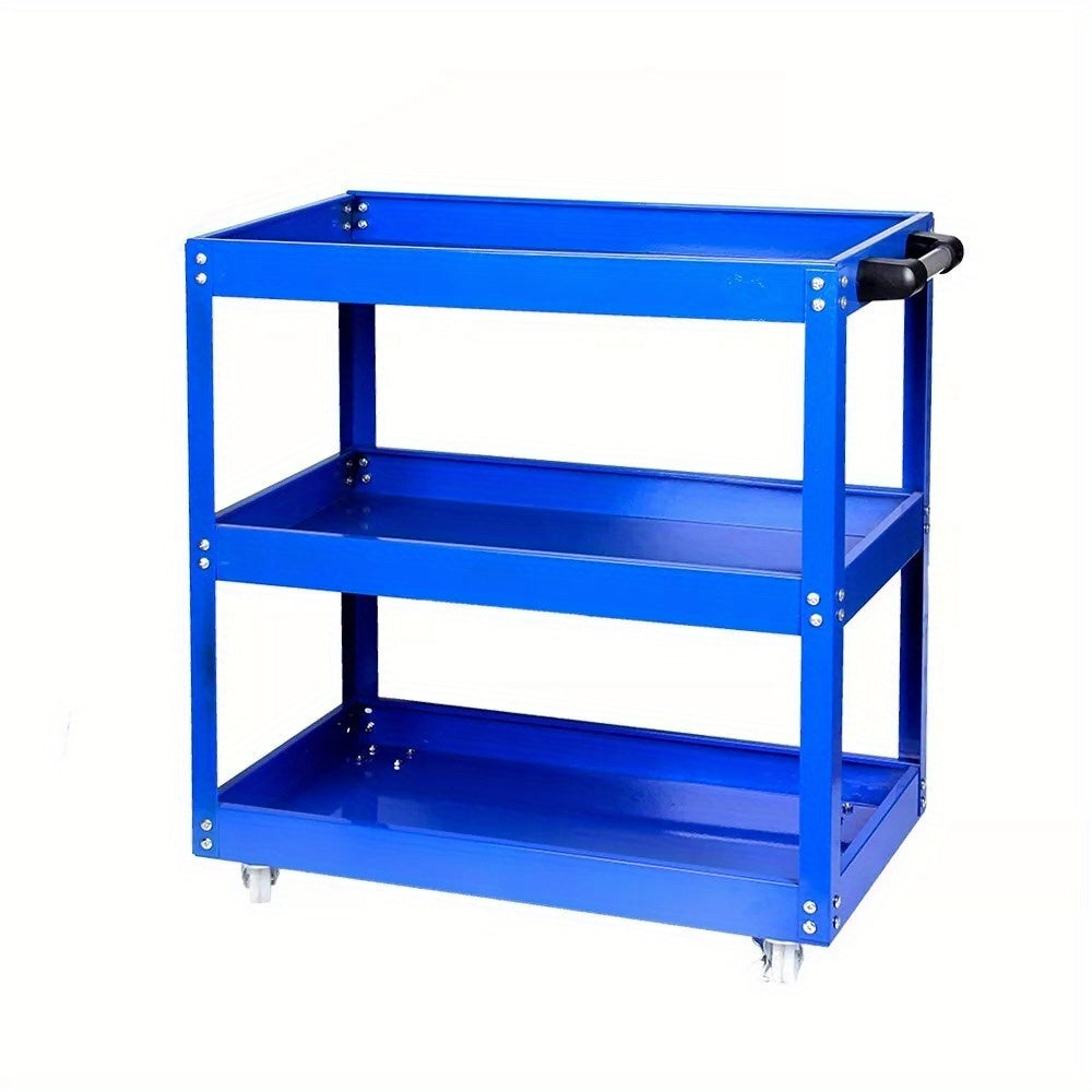 Tool Storage Heavy Duty Garage Trolley Workshop DIY 3 Tier Wheel Cart Shelf Blue