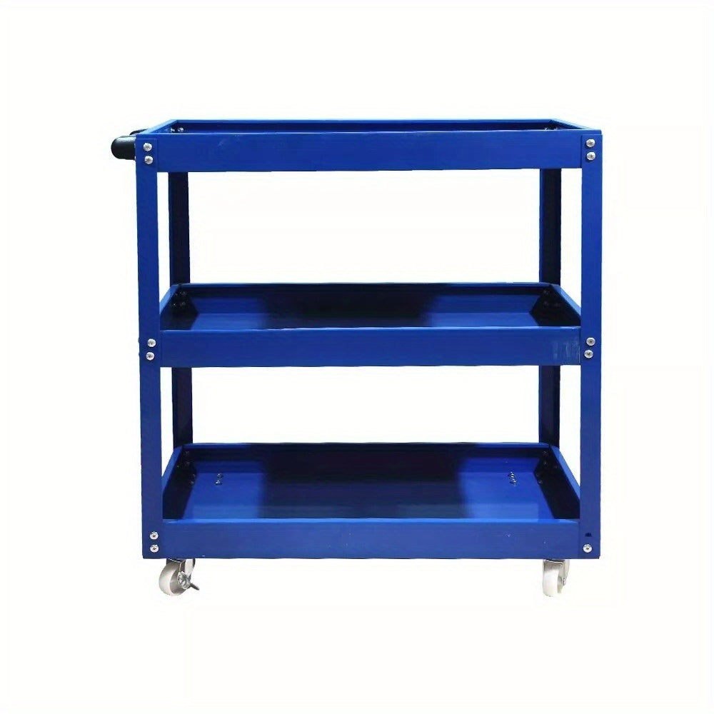 Tool Storage Heavy Duty Garage Trolley Workshop DIY 3 Tier Wheel Cart Shelf Blue