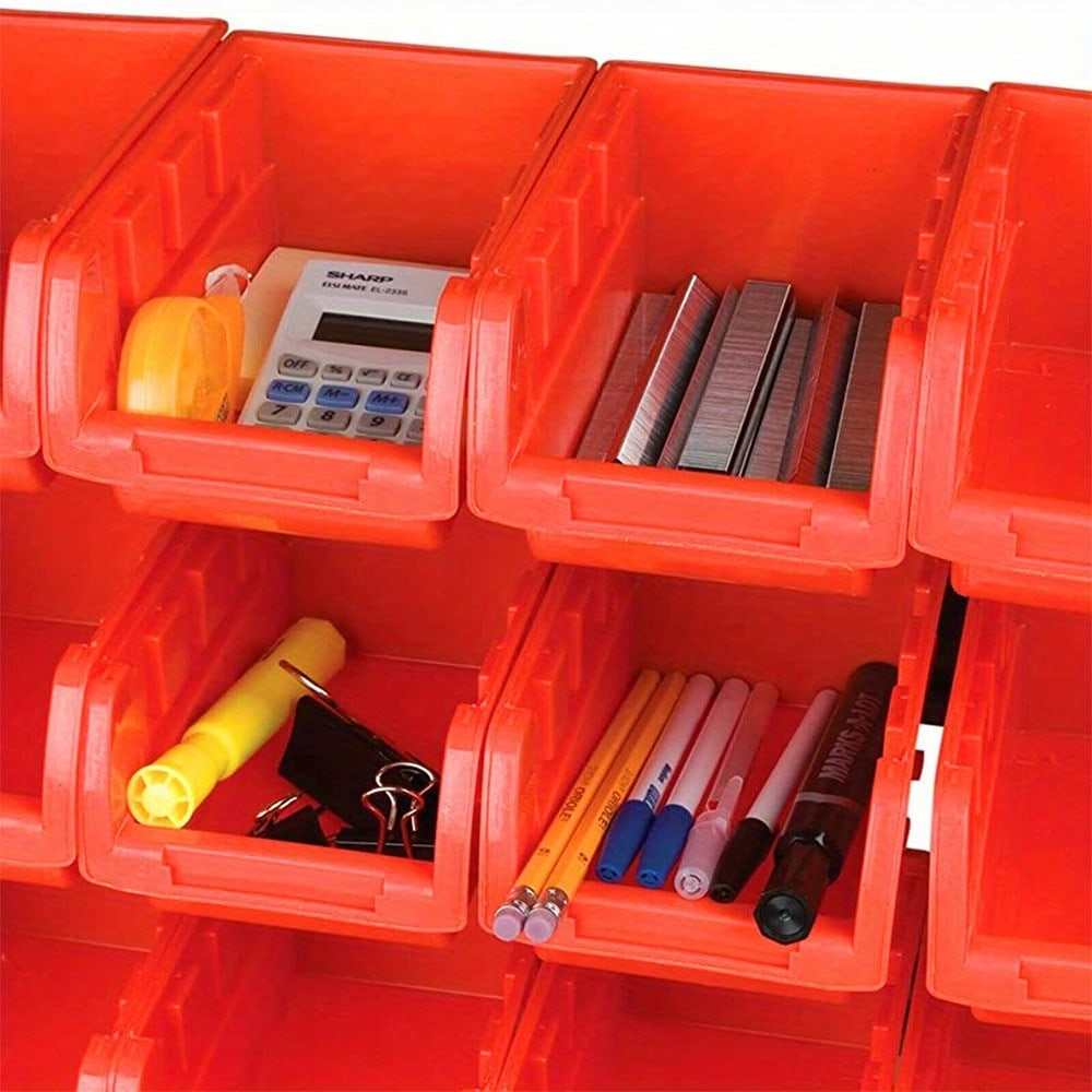 30 Hole Plastic Bins Wall Mount Storage Garage Tools Small Parts Organizer Rack