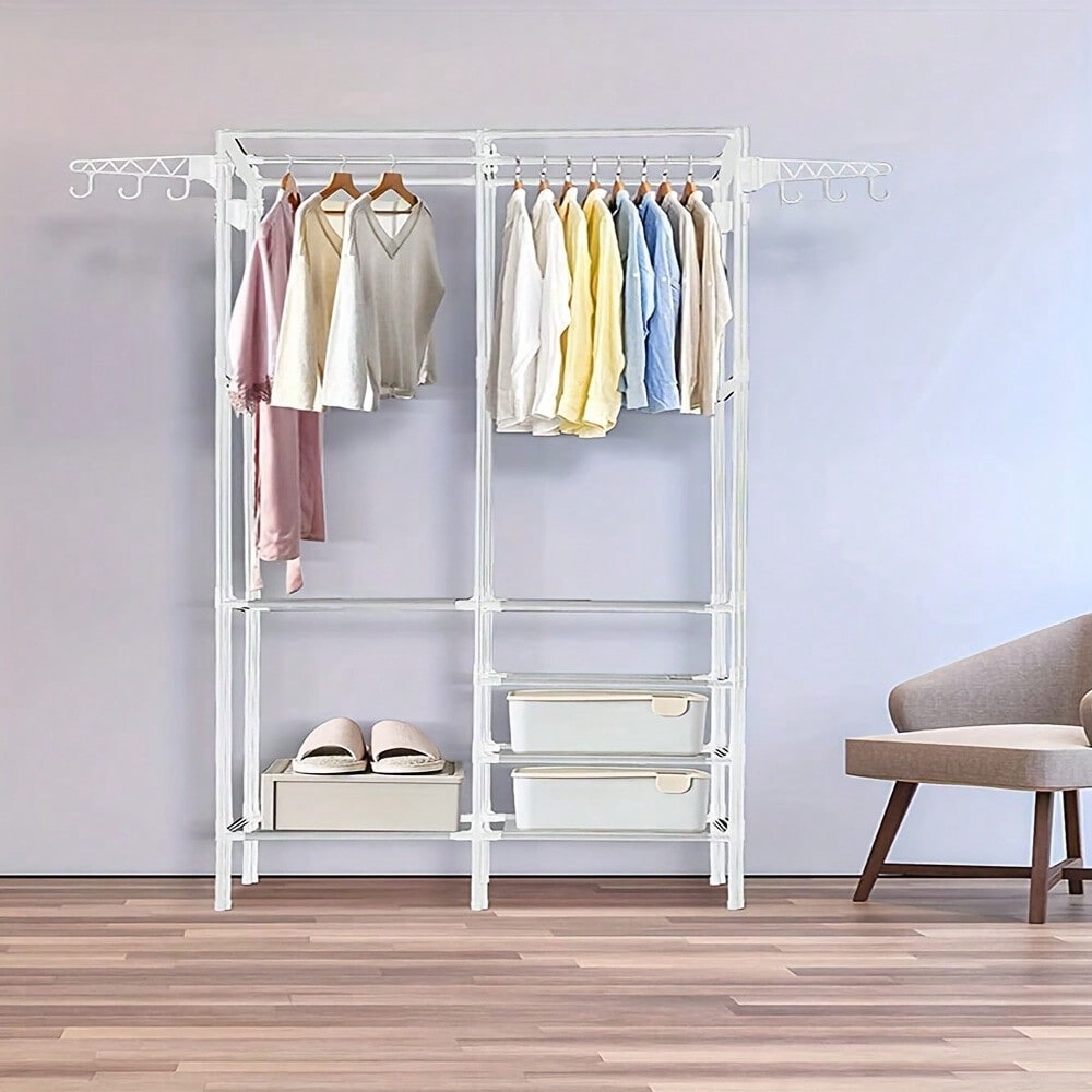 Heavy Duty Steel Clothes Rail Storage Garment Shelf Hanging Display Stand Rack