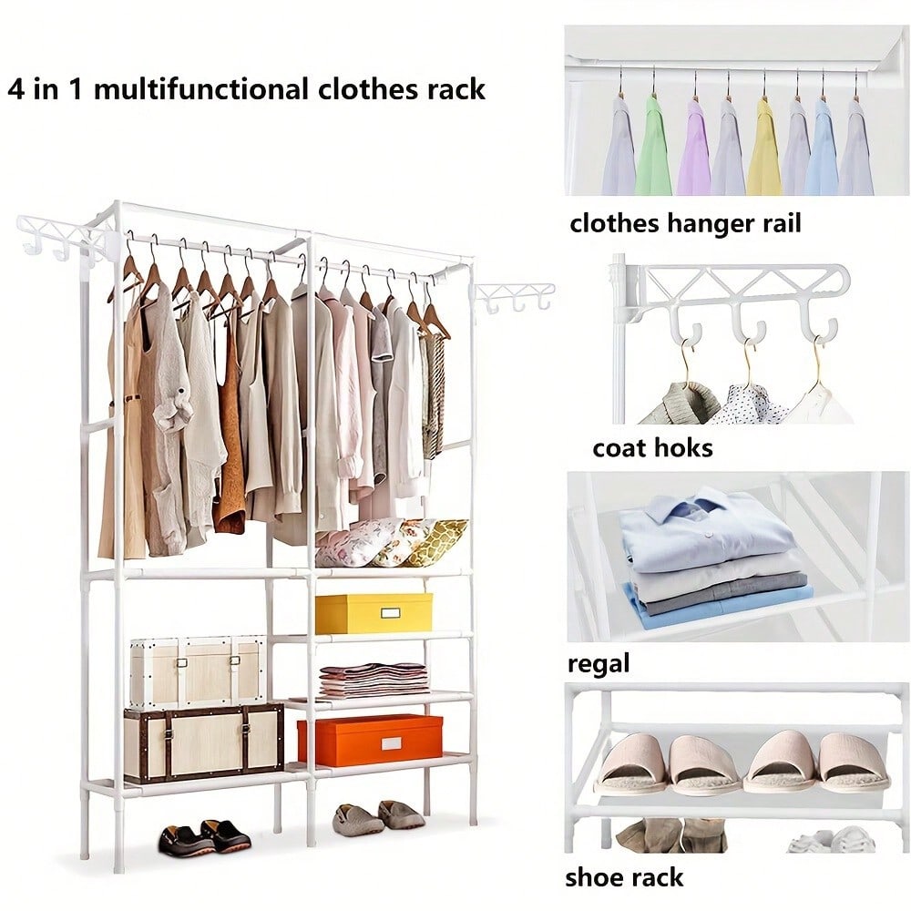 Heavy Duty Steel Clothes Rail Storage Garment Shelf Hanging Display Stand Rack