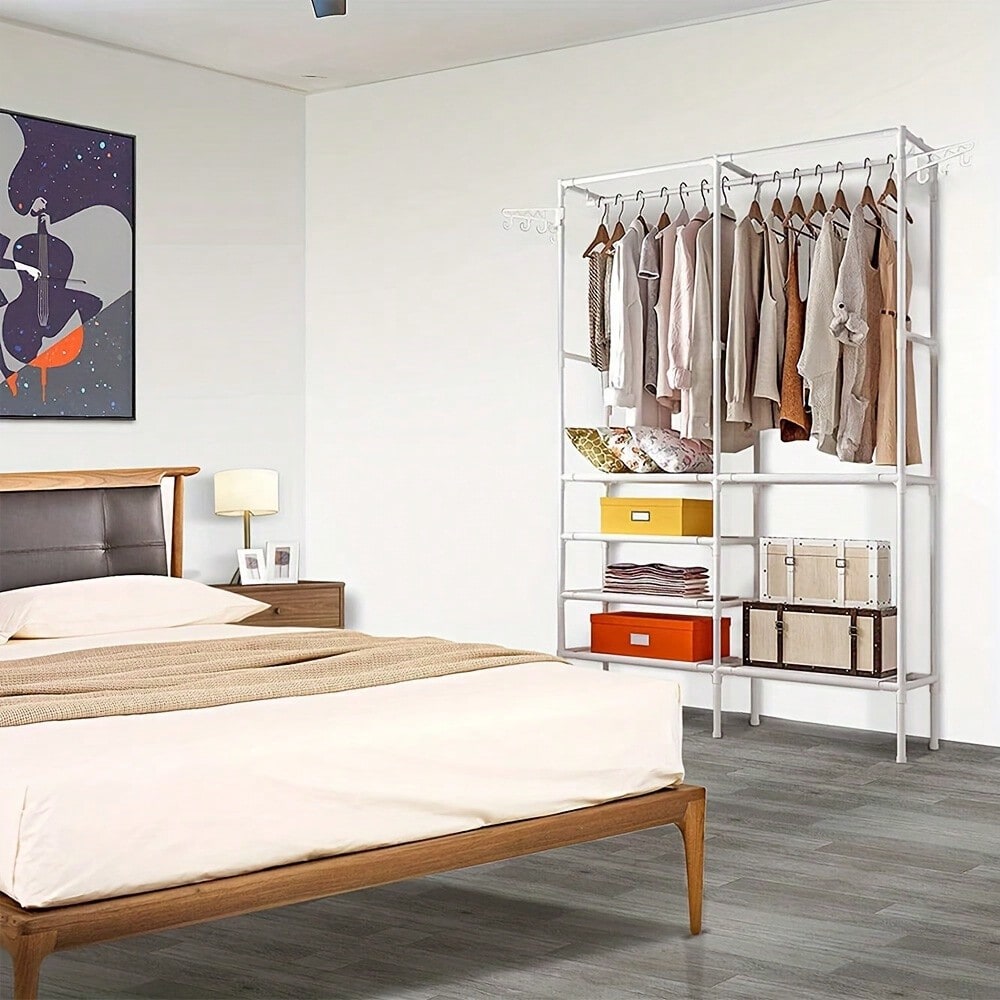 Heavy Duty Steel Clothes Rail Storage Garment Shelf Hanging Display Stand Rack