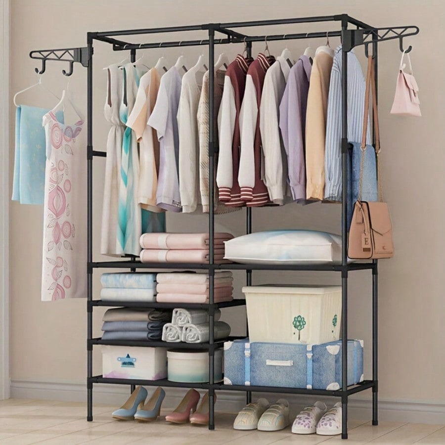 Heavy Duty Steel Clothes Rail Storage Garment Shelf Hanging Display Stand Rack