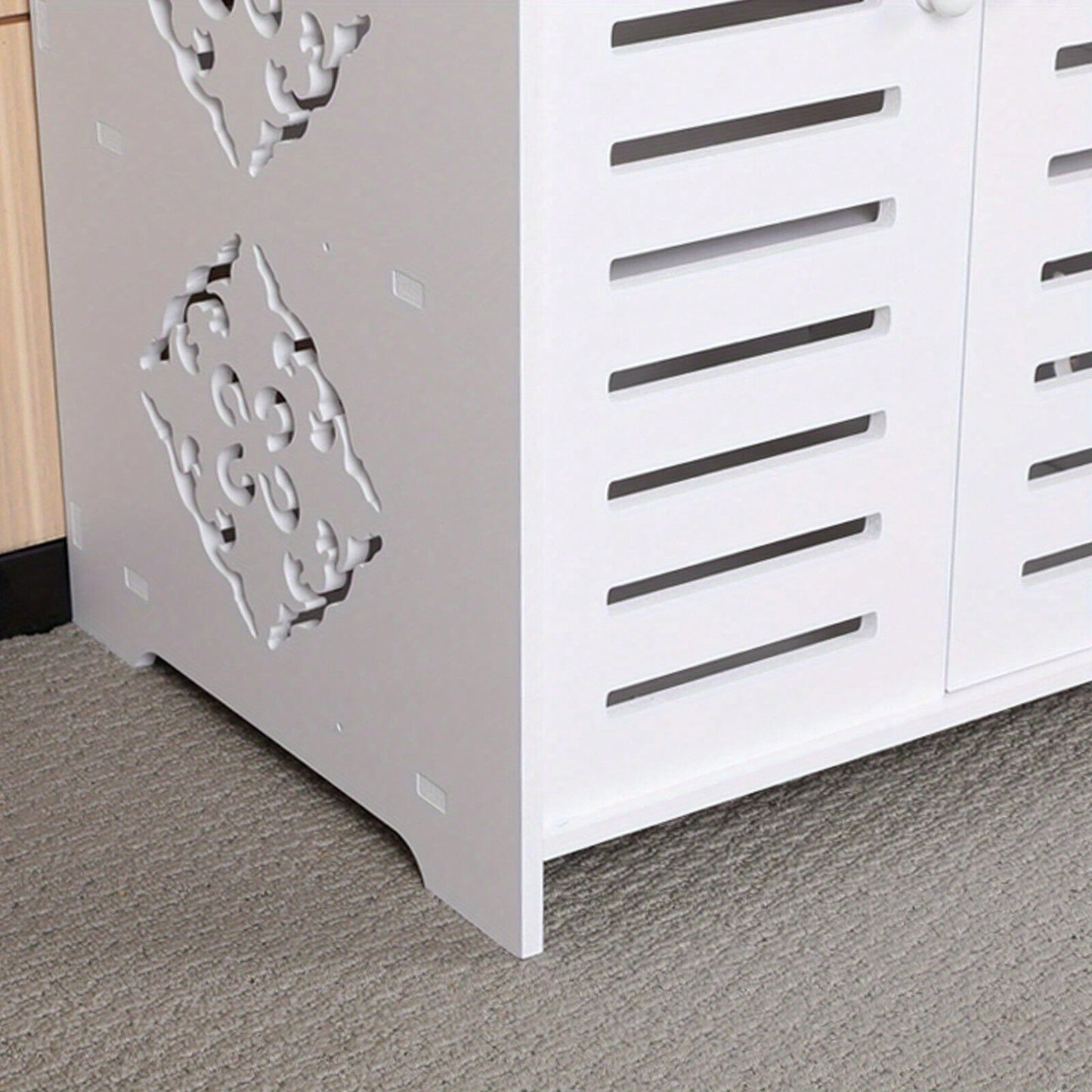 4 Tier White Shoe Storage Cabinet Unit Cupboard Hallway Living Room Shoe Rack