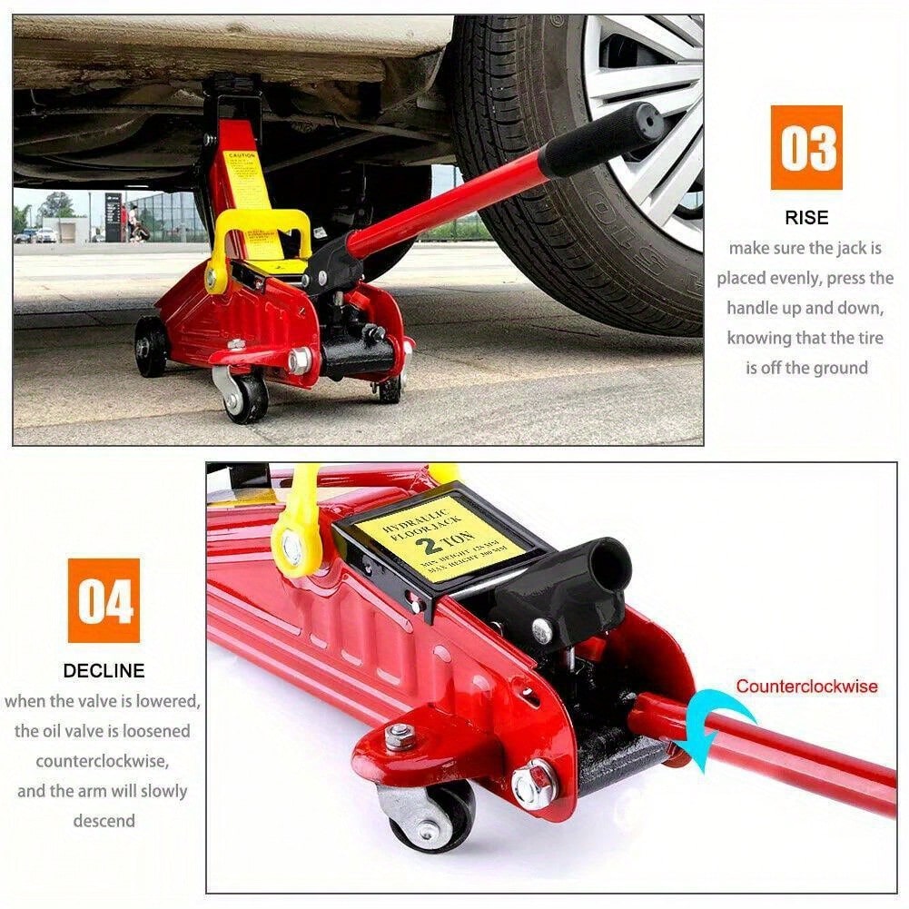 2 Tonne Low Profile Trolley Jack Hydraulic Lift Heavy Duty Car Floor Tool RED