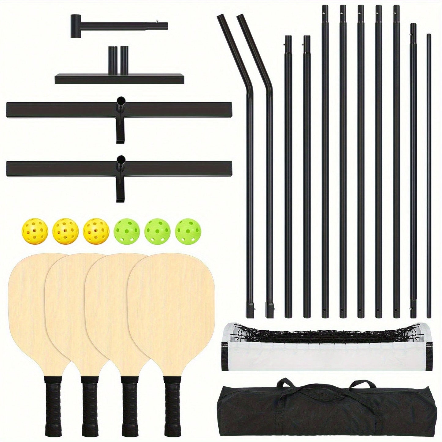 22FT Pickleball Net System - Portable Regulation-Size Net With 6 Pickleballs 4 Pitbull Racket