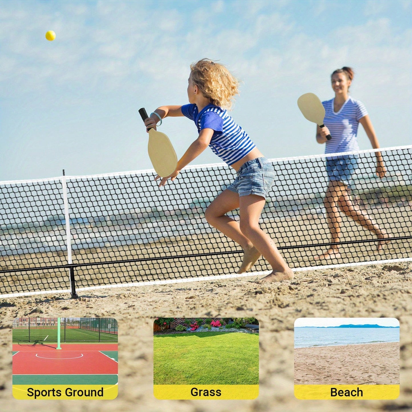 22FT Pickleball Net System - Portable Regulation-Size Net With 6 Pickleballs 4 Pitbull Racket