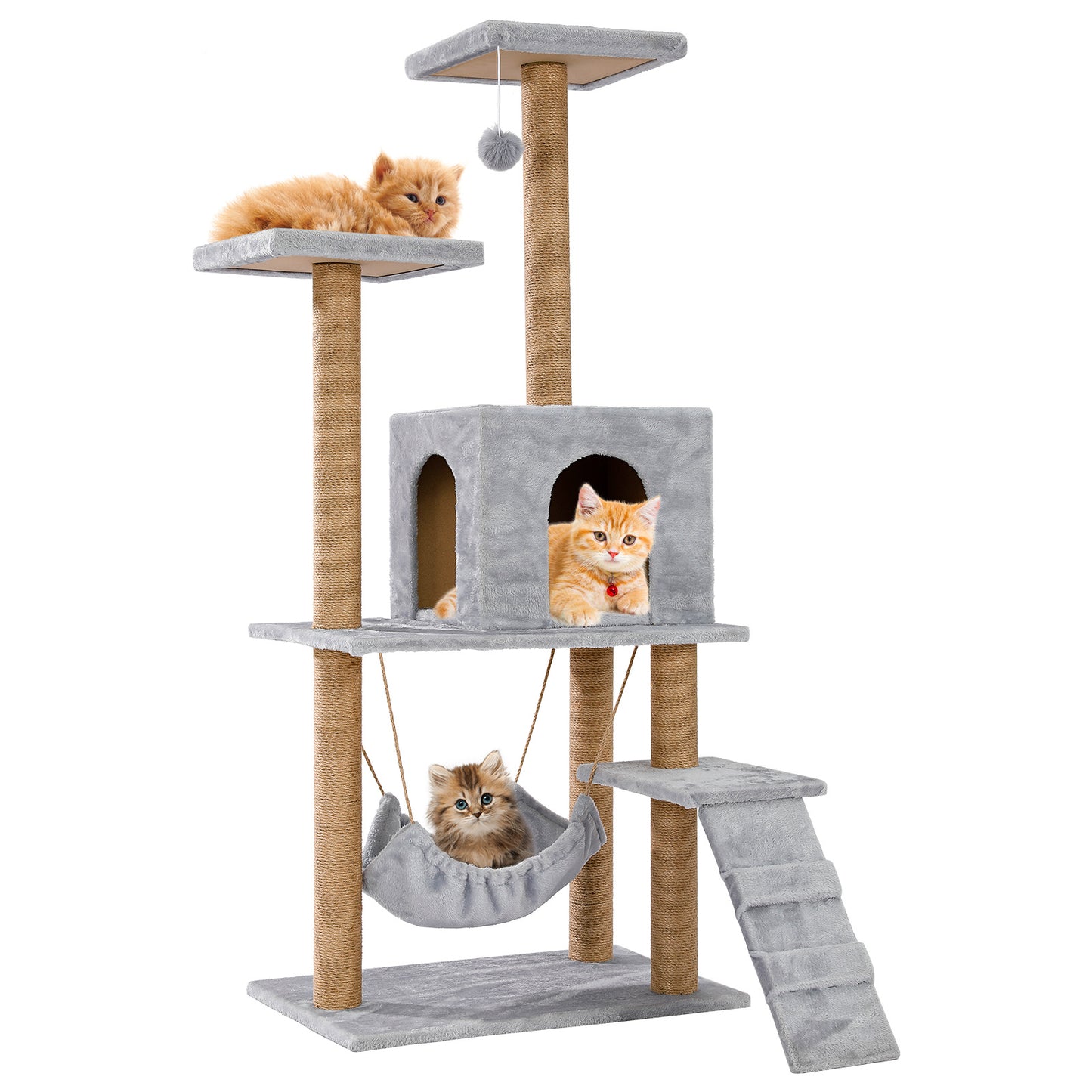 with scratching post, cat house, hammock, 2 platforms and a