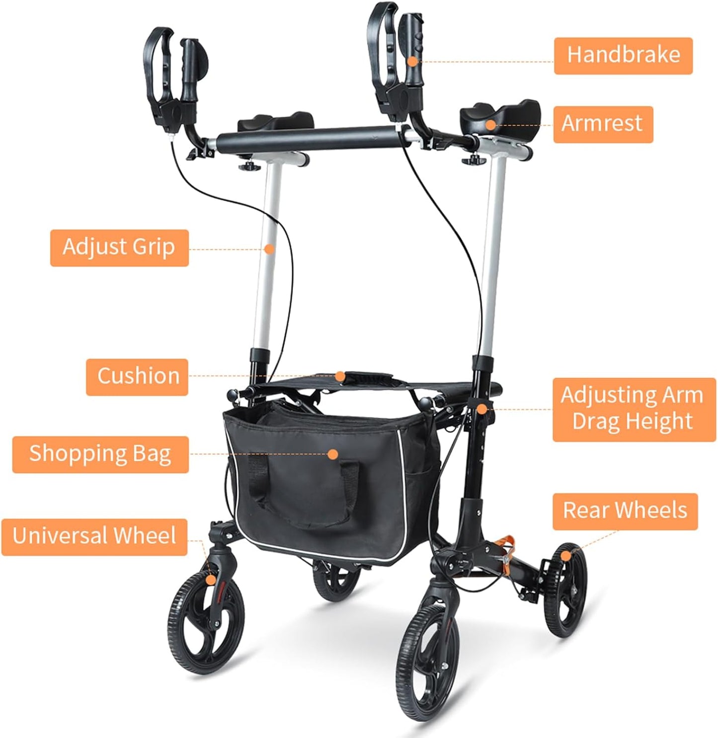 Folding Lightweight Rollators 4 Wheels with Seat