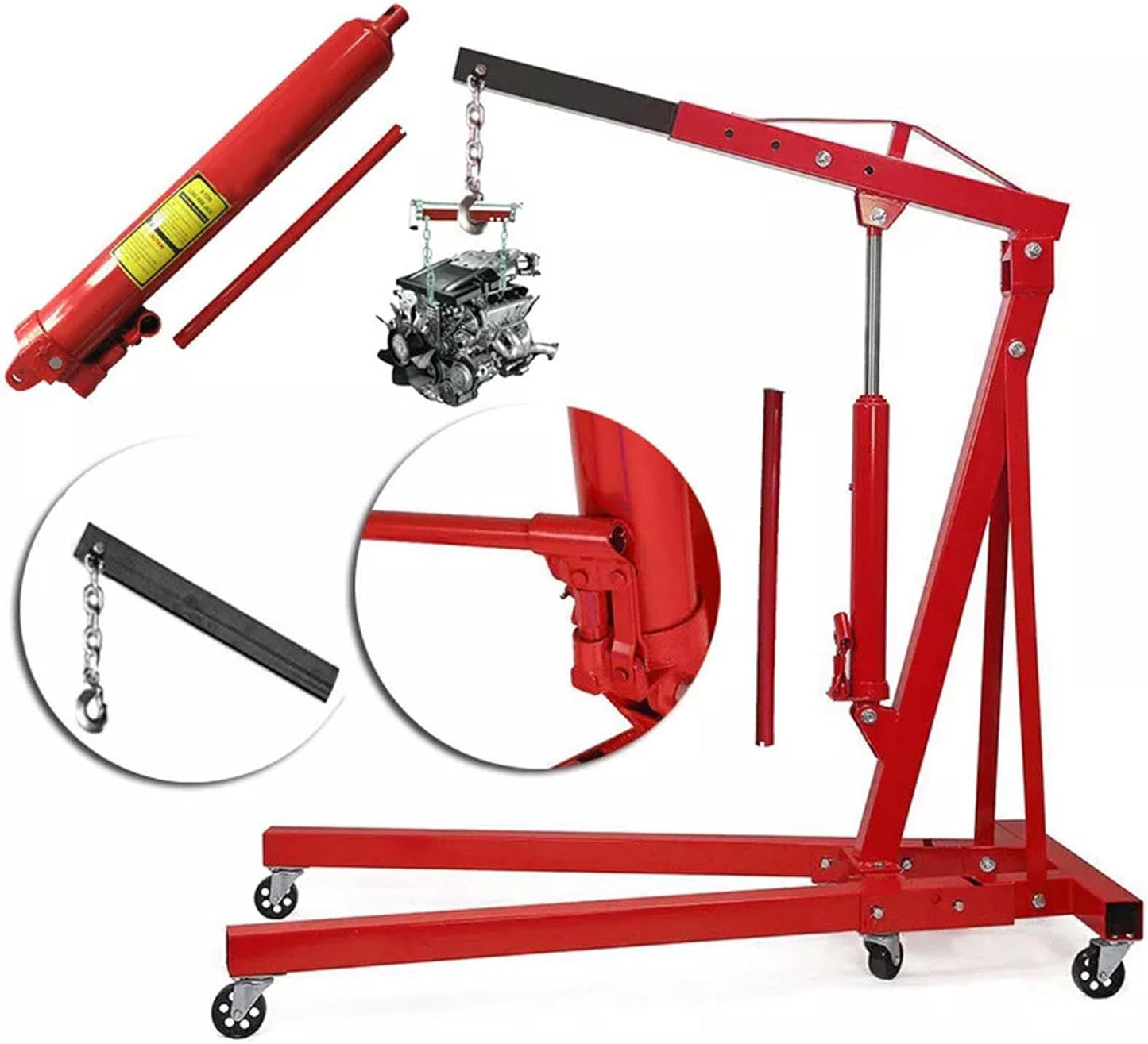 2 Ton Folding Hydraulic Engine Hoist Crane on Wheel