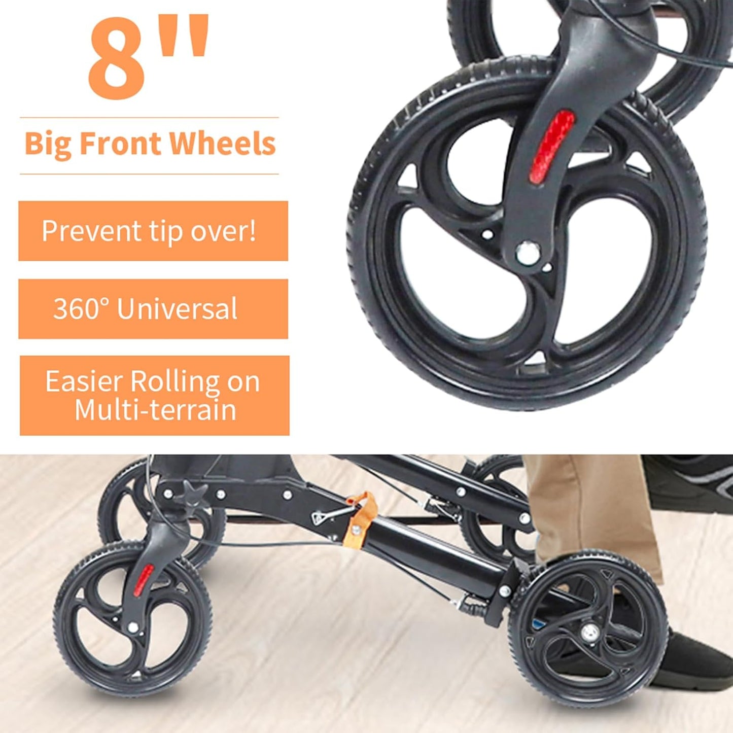 Folding Lightweight Rollators 4 Wheels with Seat