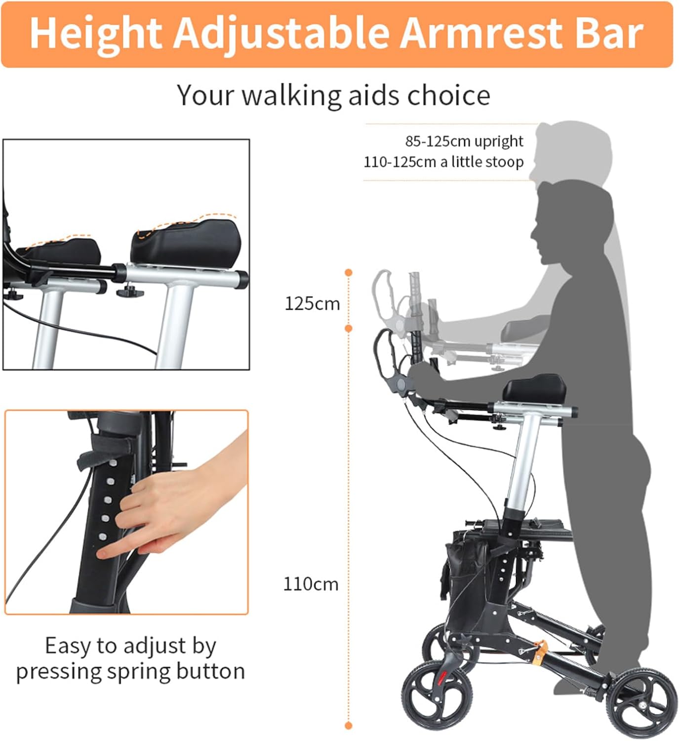 Folding Lightweight Rollators 4 Wheels with Seat