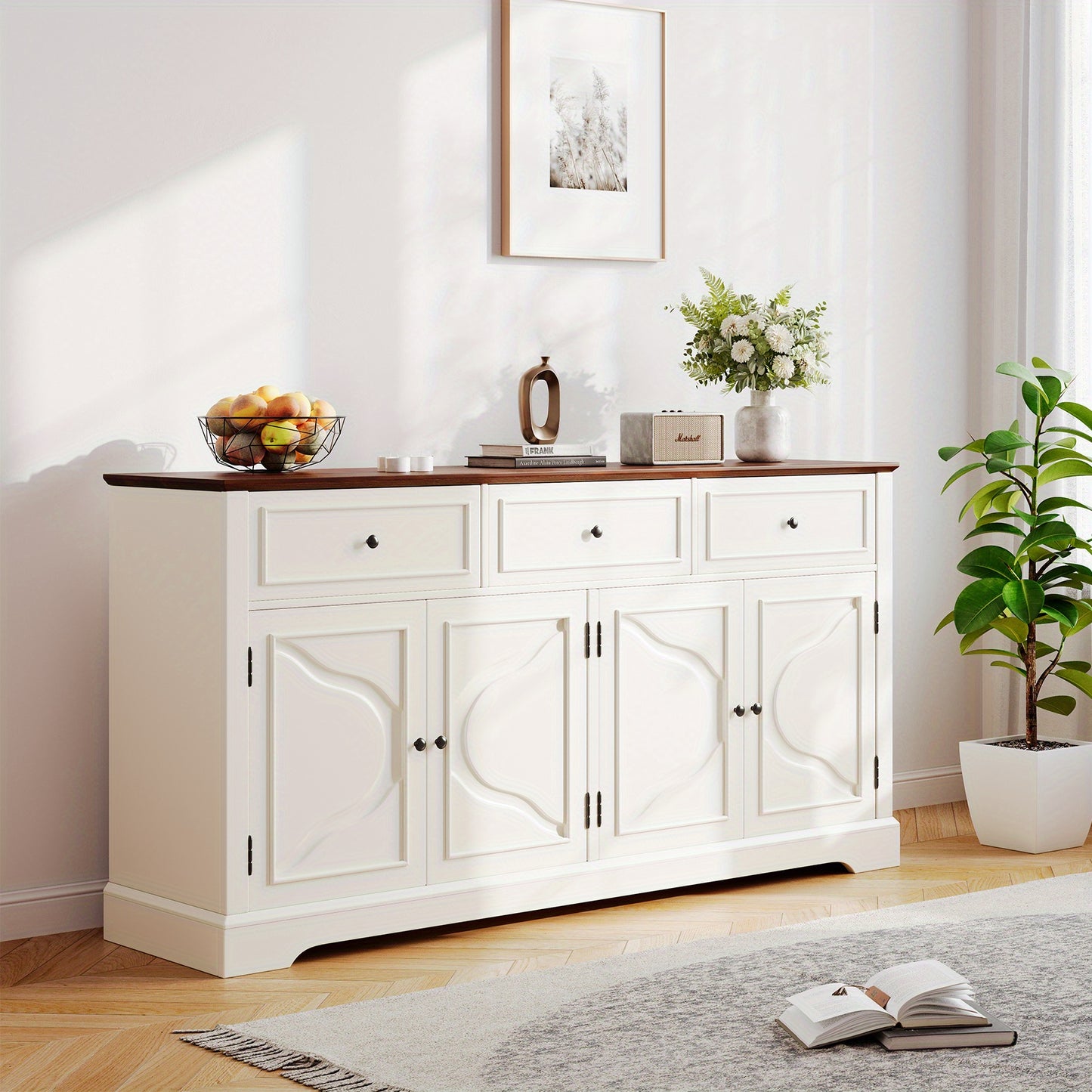 Sideboard Cabinet Buffet Console Table Coffee Bar Cabinet with Adjustable Shelf for Dining Living Room