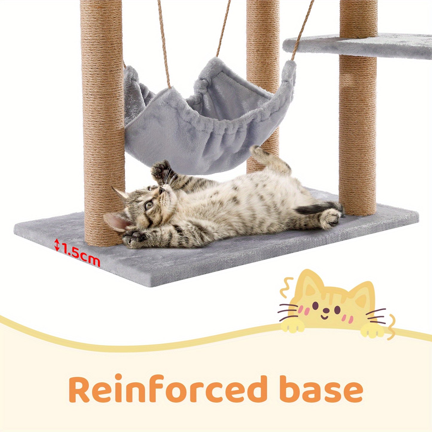 with scratching post, cat house, hammock, 2 platforms and a