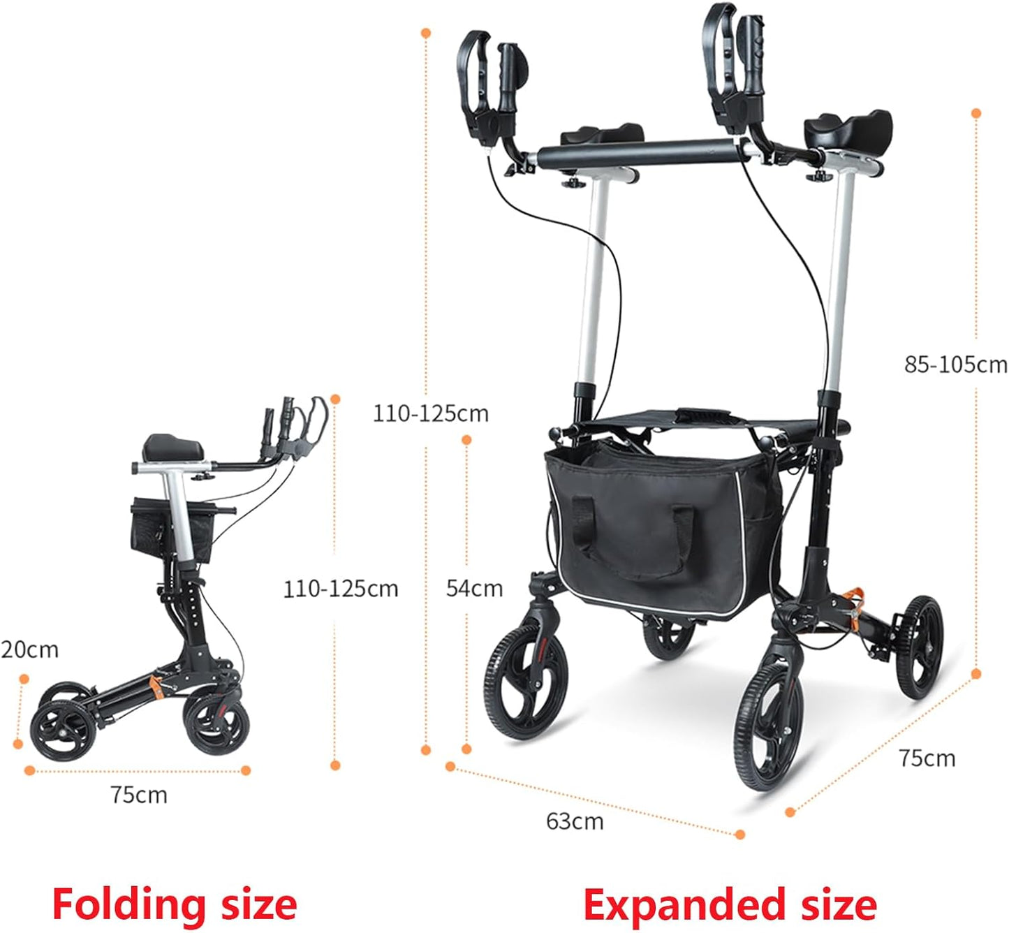 Folding Lightweight Rollators 4 Wheels with Seat