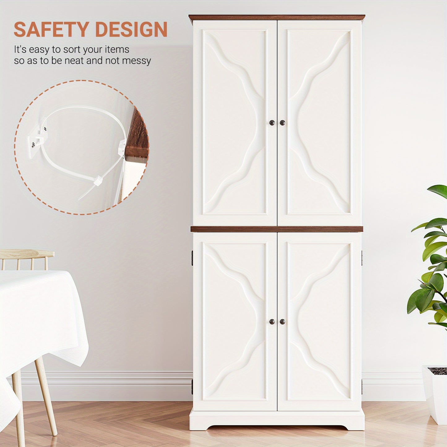 Kitchen Pantry Storage Cabinet Freestanding Cupboard for Dining Room Living Room Laundry