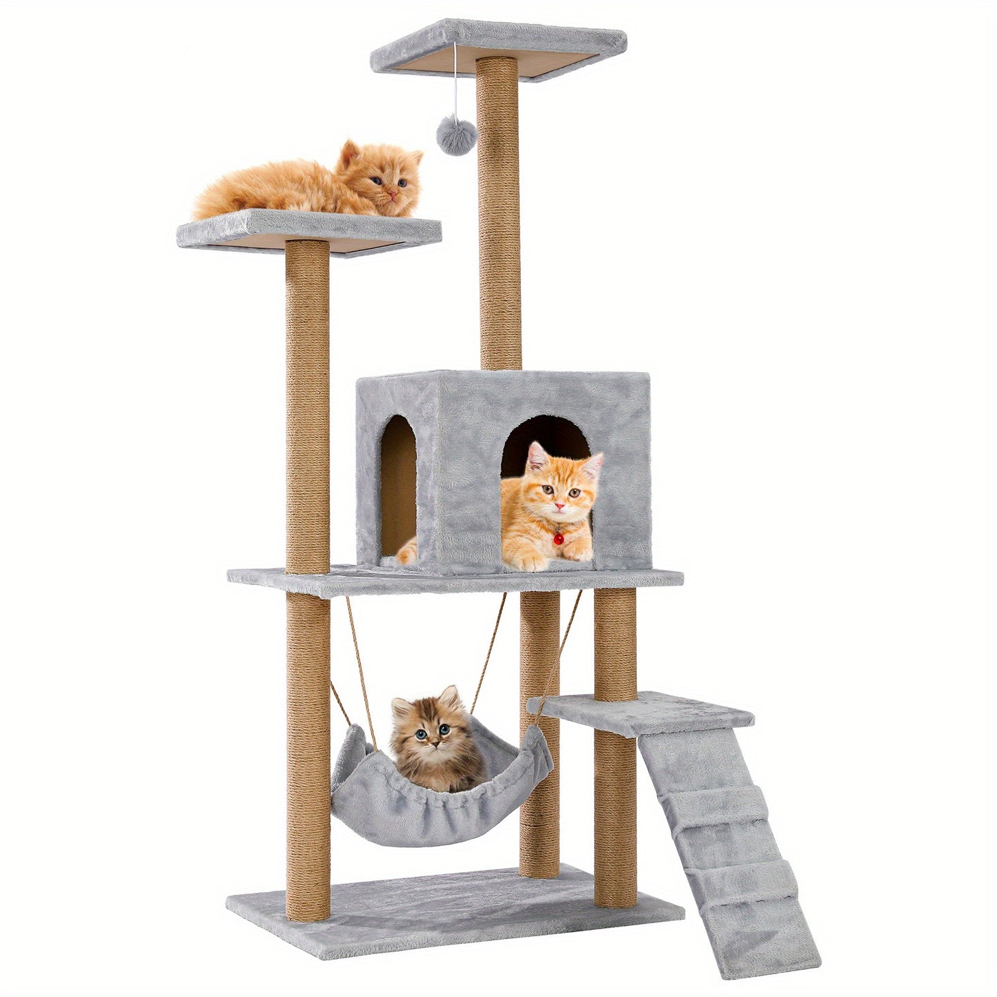 with scratching post, cat house, hammock, 2 platforms and a