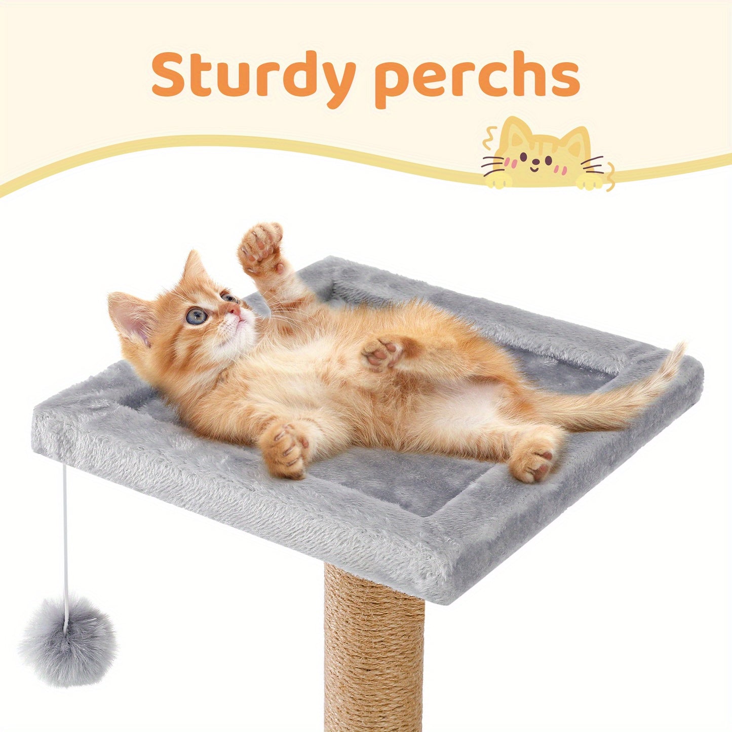 with scratching post, cat house, hammock, 2 platforms and a