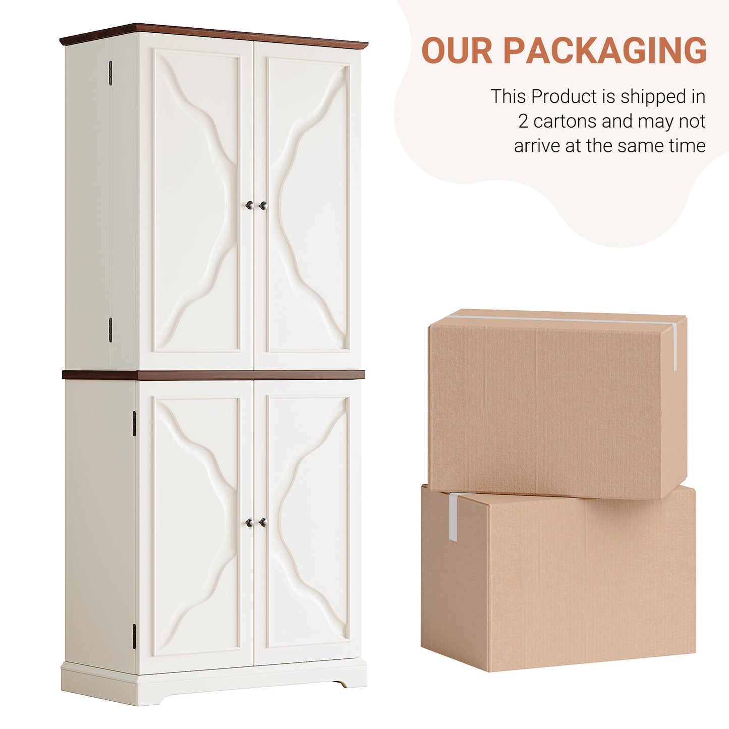 Kitchen Pantry Storage Cabinet Freestanding Cupboard for Dining Room Living Room Laundry