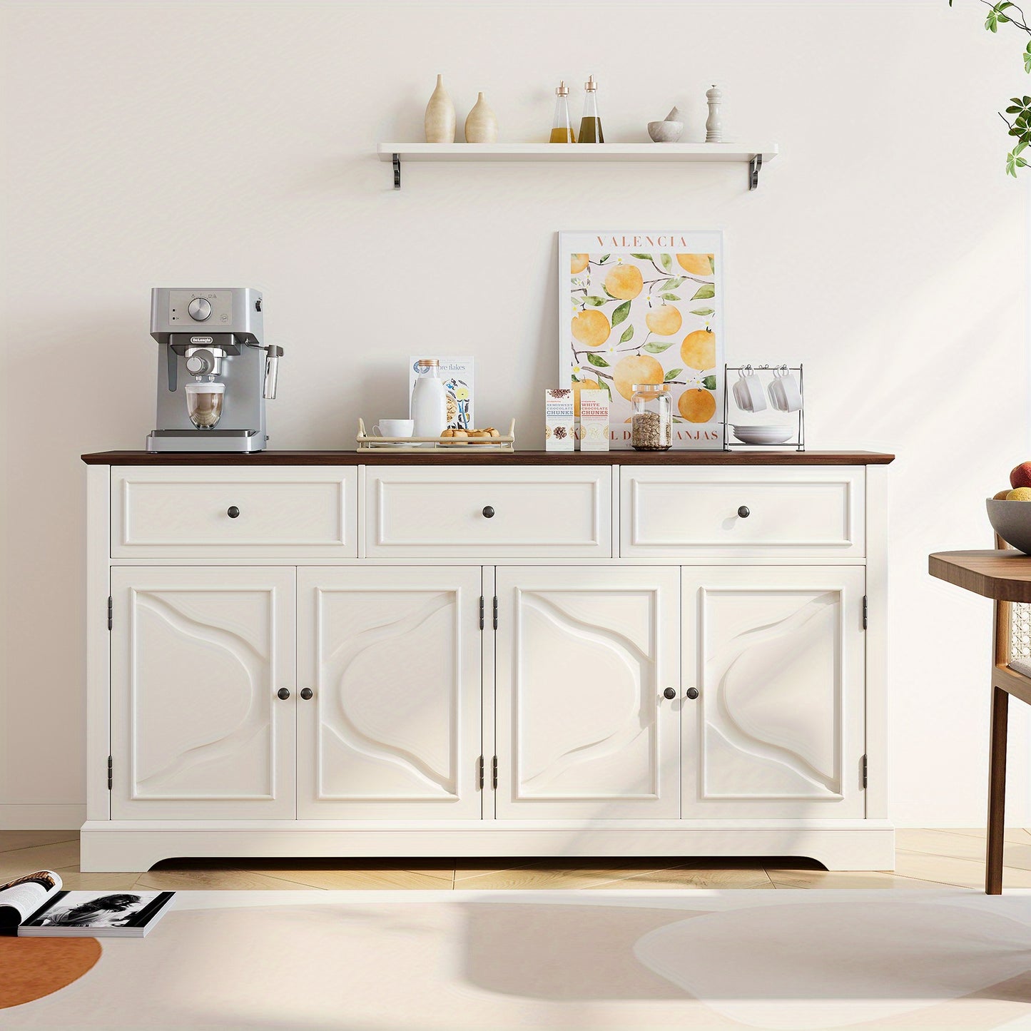 Sideboard Cabinet Buffet Console Table Coffee Bar Cabinet with Adjustable Shelf for Dining Living Room