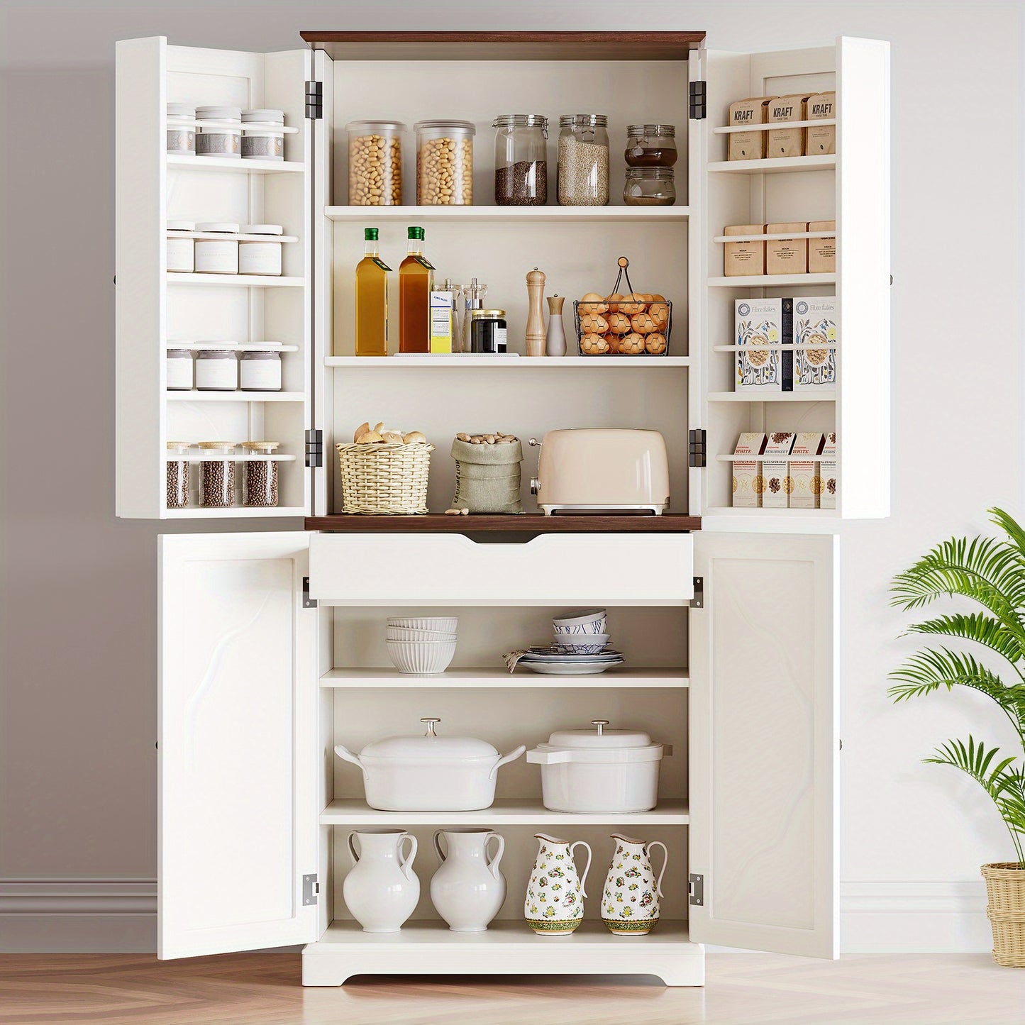 Kitchen Pantry Storage Cabinet Freestanding Cupboard for Dining Room Living Room Laundry