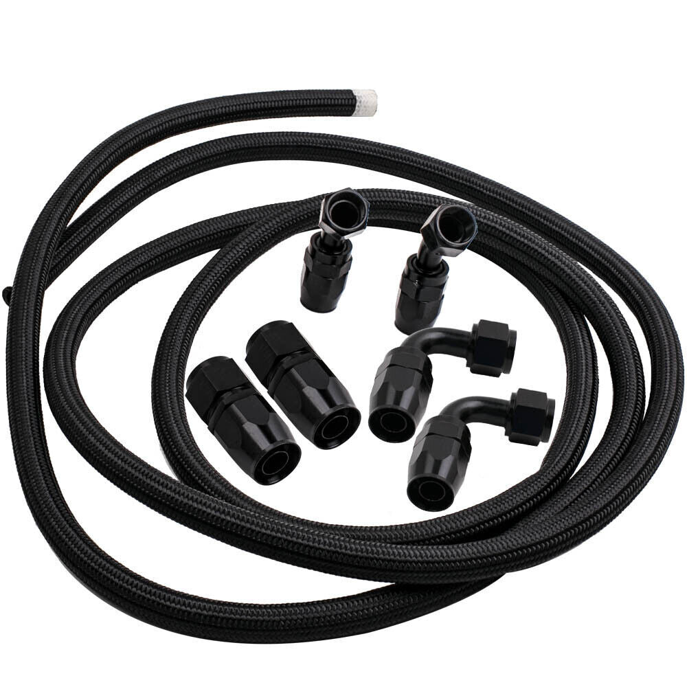 AN10 10AN Nylon Stainless Steel Braided Fuel Oil Gas Line Hose 10 Feet 3M Black