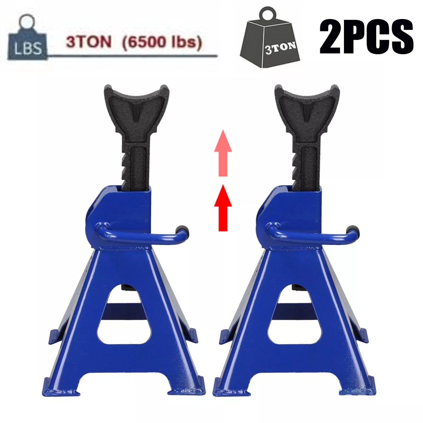 2PCS 3 Ton Axle Stands Lifting Capacity Heavy Duty Car Caravan Floor Jack Stand