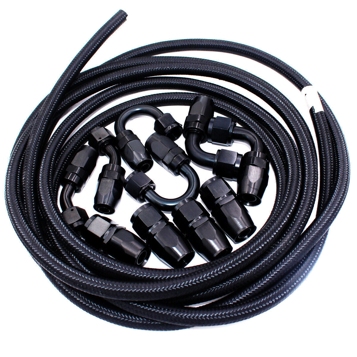 AN6 6AN Fitting Nylon Stainless Steel Braided Fuel Hose End Adapter Oil Line 5M