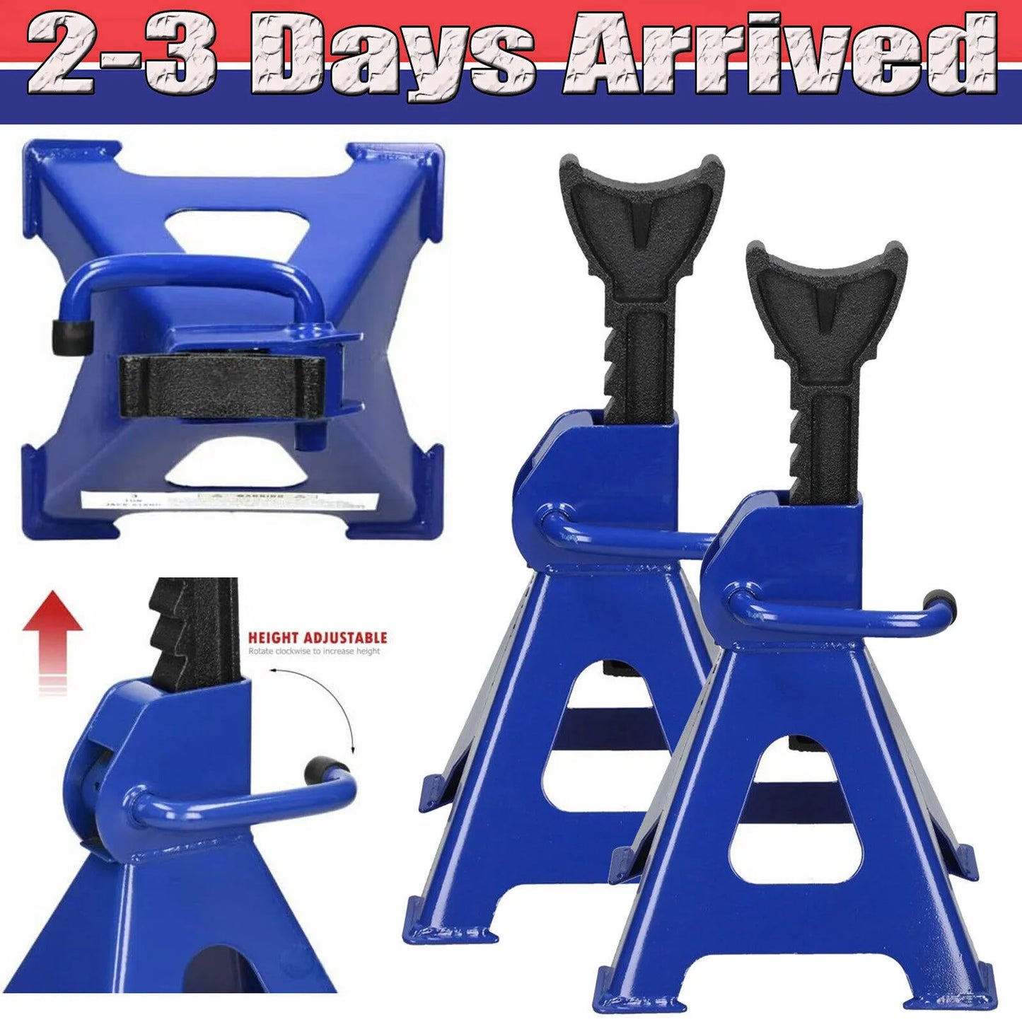 2PCS 3 Ton Axle Stands Lifting Capacity Heavy Duty Car Caravan Floor Jack Stand