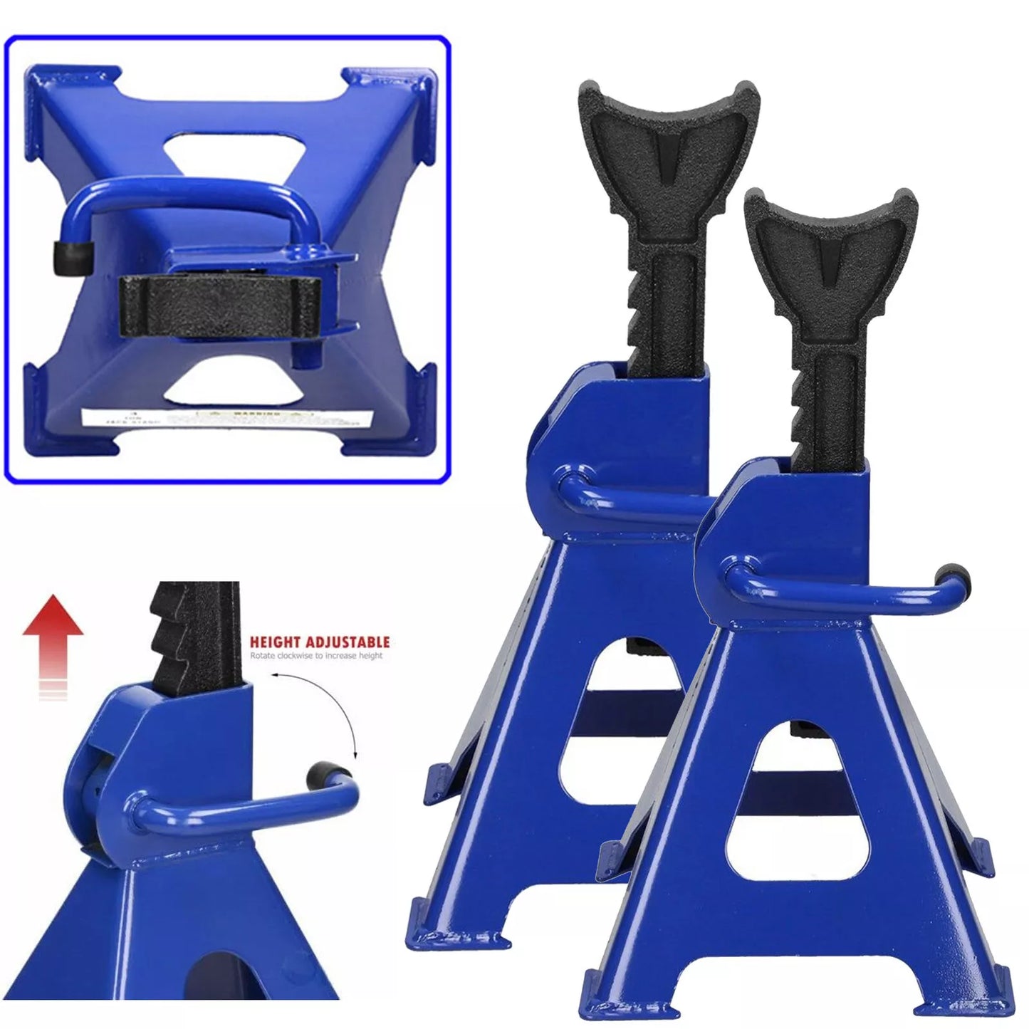 2PCS 3 Ton Axle Stands Lifting Capacity Heavy Duty Car Caravan Floor Jack Stand