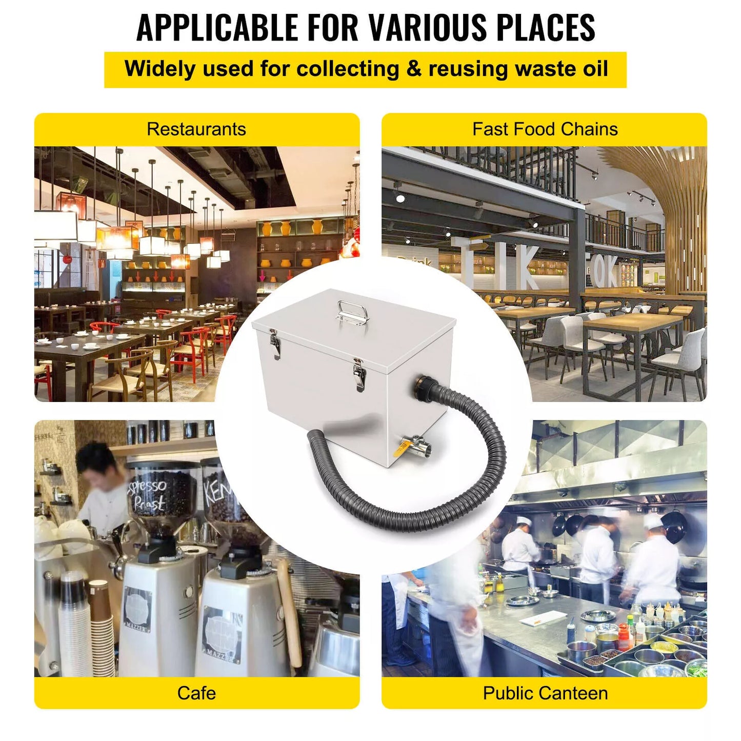 4KG Commercial Grease Trap Waste Water Oil Fat Filter Stainless Steel Restaurant
