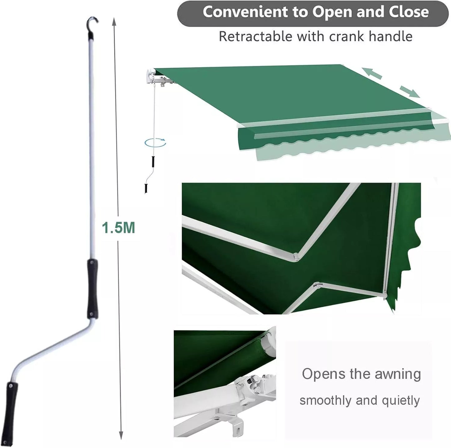 Retractable Garden Patio Manual Awning Canopy Shelter Outdoor Sun Shade