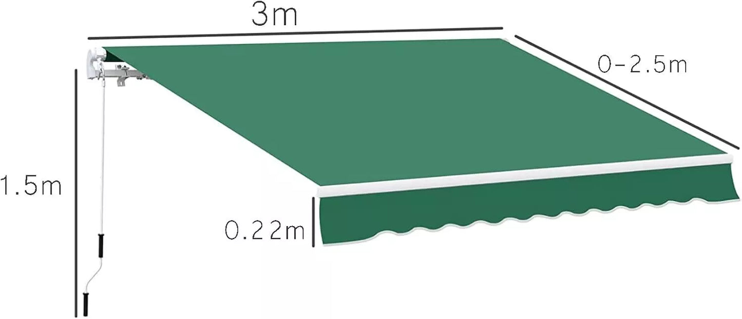 Retractable Garden Patio Manual Awning Canopy Shelter Outdoor Sun Shade