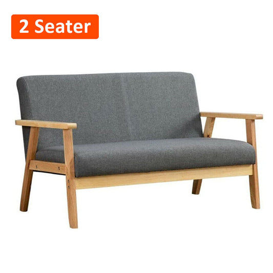 2-Seater Sofa with Sturdy Wood Frame Linen Fabric Living Room Armchair Couches