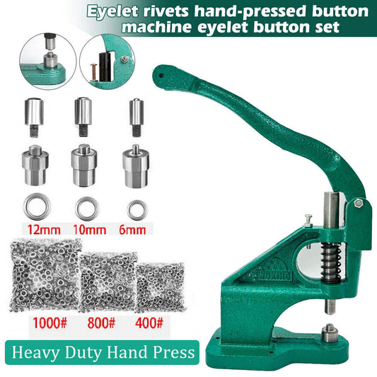 3 Dies Heavy Duty Hand Press 1500 Grommet Eyelet Machine Punch Tool Kit Set