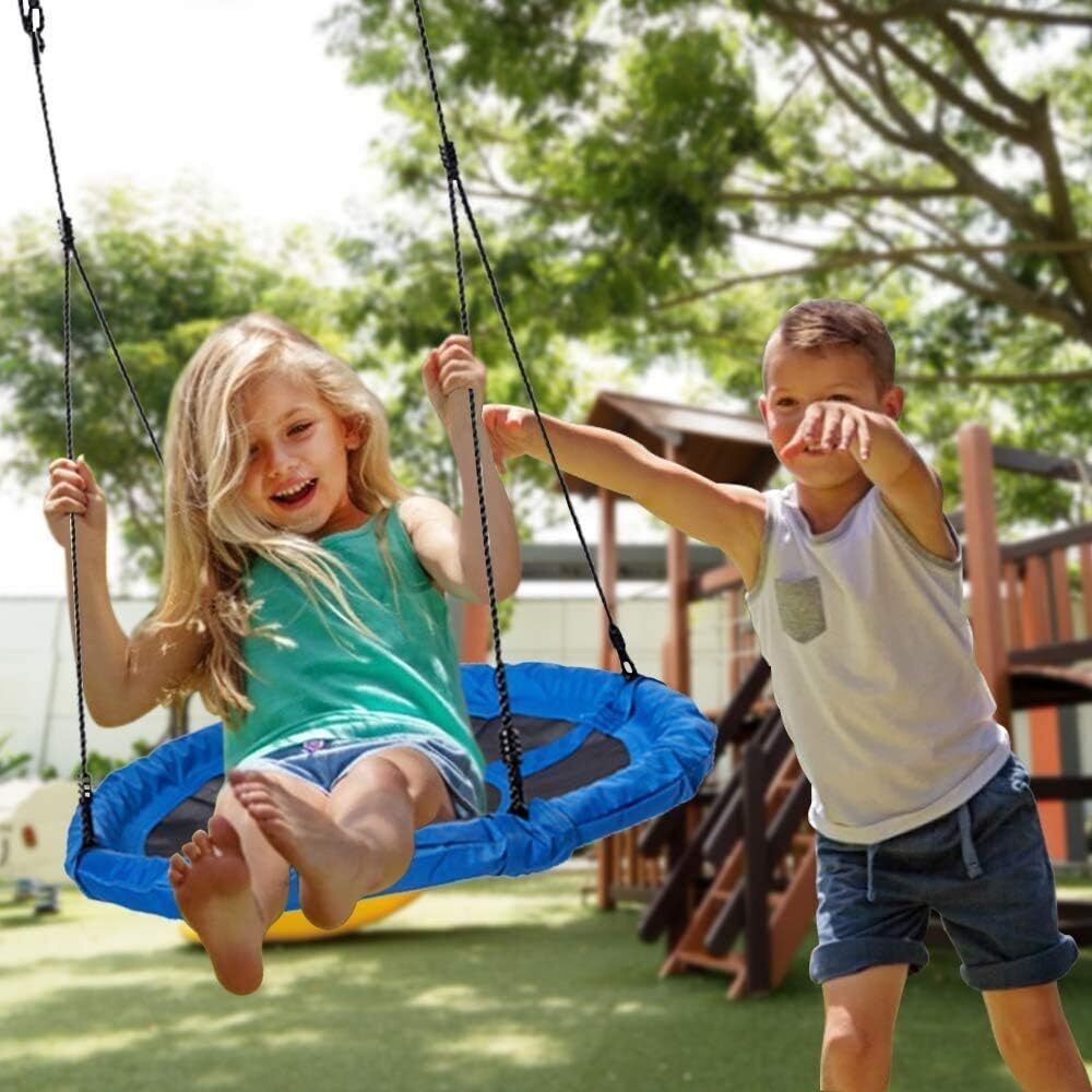 Giant Nest Web Hanging Kids Swing Seat Round Backyard Playground w 100cm Rope