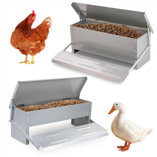 AUTO CHICKEN TREADLE FEEDER POULTRY FOOD BOWL HEN DUCK QUAIL FEED 5KG
