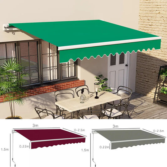 Retractable Garden Patio Manual Awning Canopy Shelter Outdoor Sun Shade