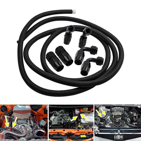 AN10 10AN Nylon Stainless Steel Braided Fuel Oil Gas Line Hose 10 Feet 3M Black