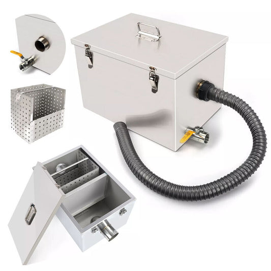 4KG Commercial Grease Trap Waste Water Oil Fat Filter Stainless Steel Restaurant