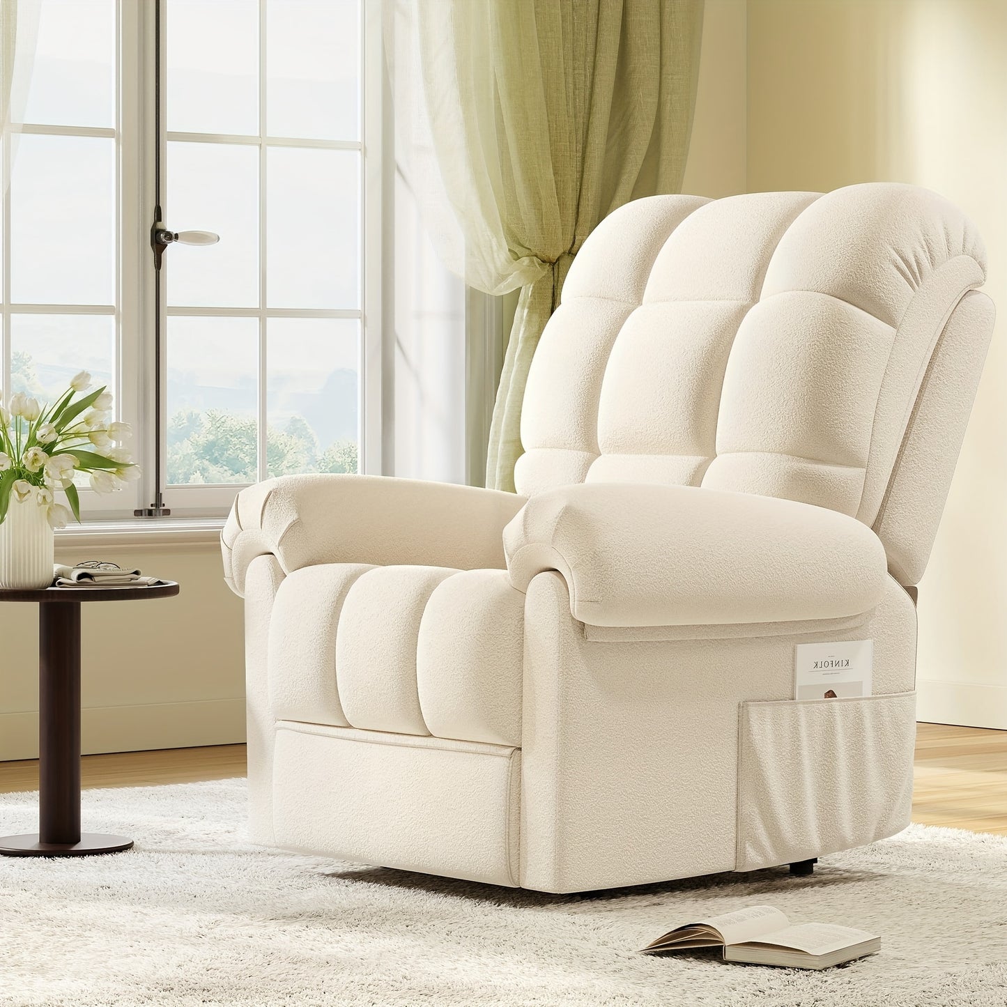 Electric Recliner Chair Teddy Fleece Single Sofa Ergonomic Adjustable Power Recliner
