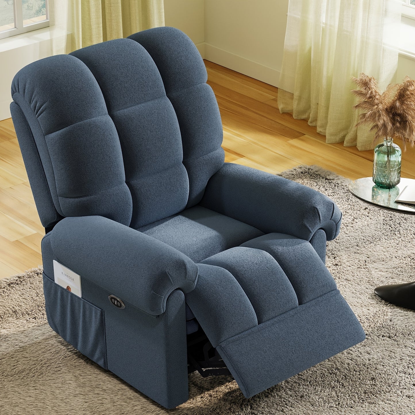 Electric Recliner Chair Teddy Fleece Single Sofa Ergonomic Adjustable Power Recliner