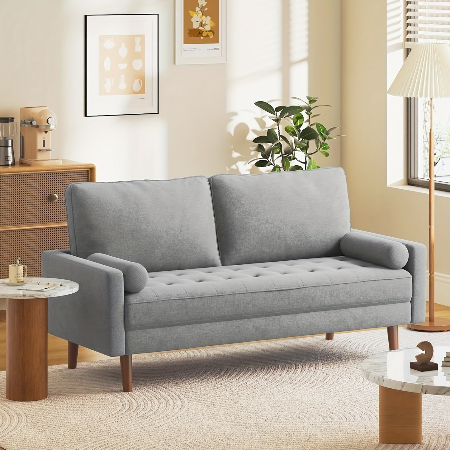 3 Seater Fabric Sofa Modern Couches Love Seat Bedroom Home Office Apartment