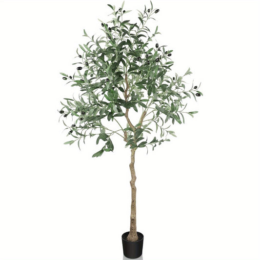 Artificial Tree Tall Faux Silk Plant with Lifelike Leaves Fake Tree for Home Office Indoor Decor
